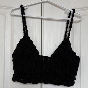 Black Crochet Bralette / Crop Top